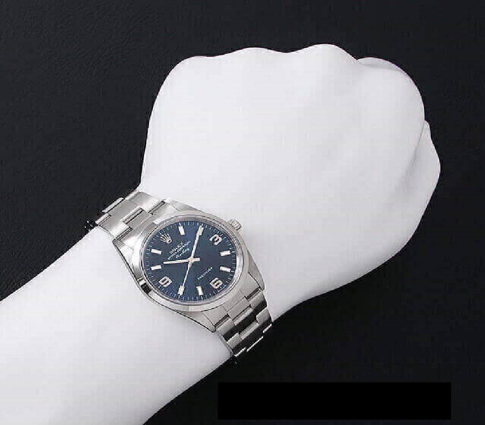 Rolex Air King 14000M Blue Dial 369 White Bar K-Series Used Men's Watch In Good Condition In Holtsville, NY