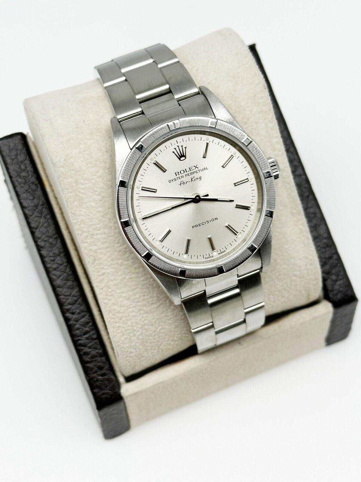 Rolex Air King 14010 Silver Dial Stainless Steel Box Paper 2003 In Excellent Condition In San Diego, CA