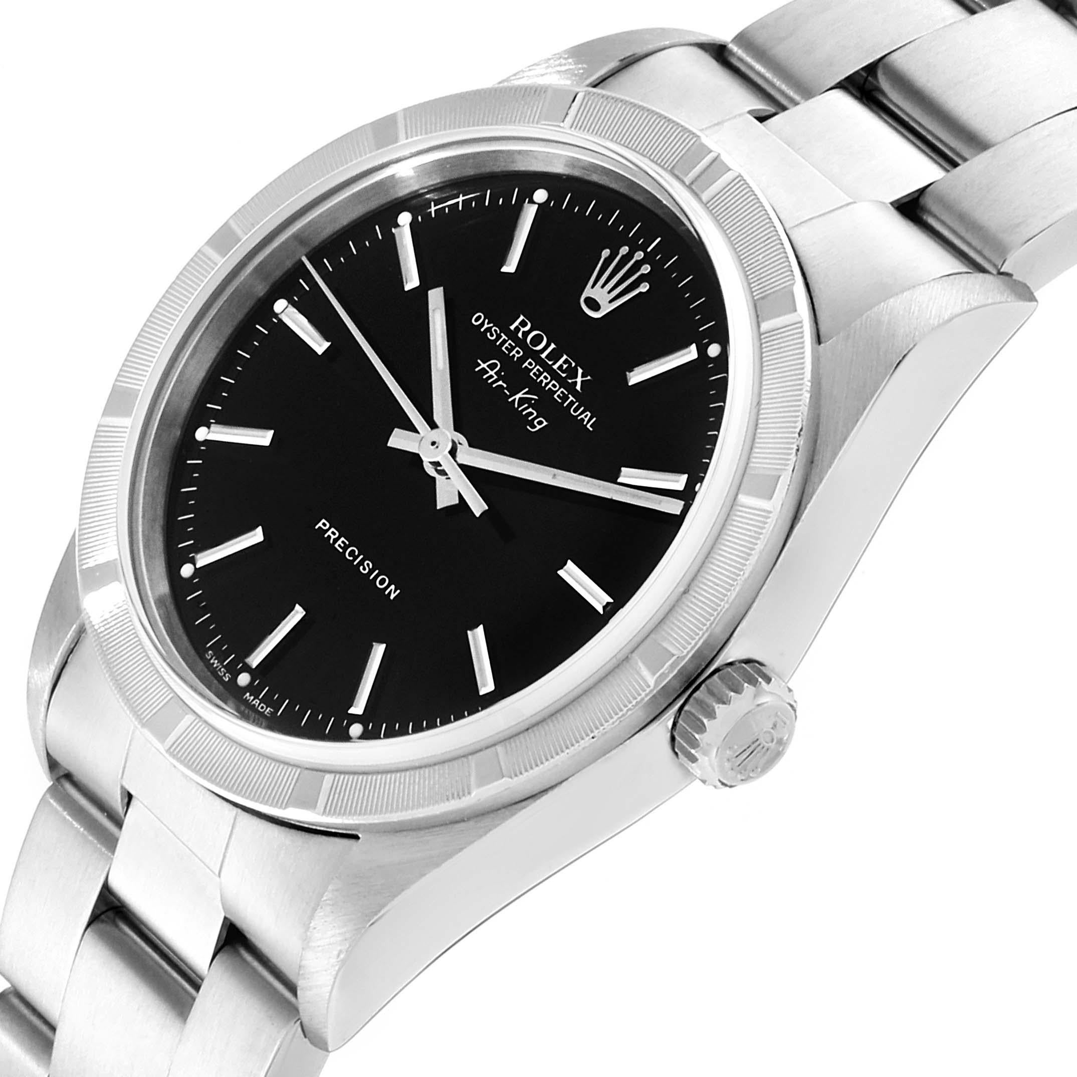 Rolex Air King 34 Black Dial Oyster Bracelet Steeel Men's Watch 14010 For Sale 2