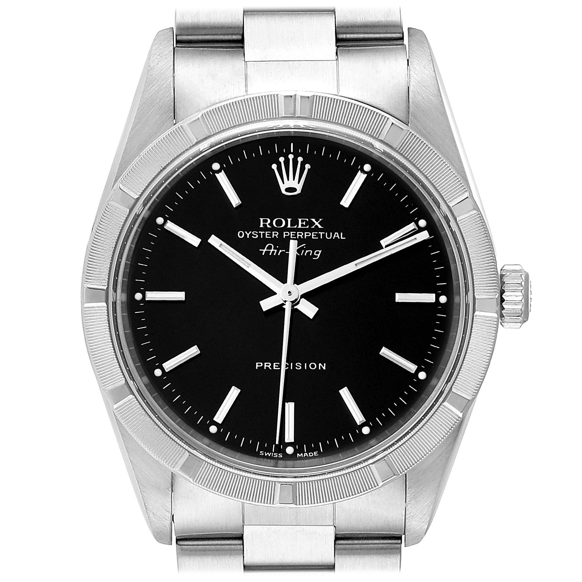 Rolex Air King 34 Black Dial Oyster Bracelet Steeel Men's Watch 14010 For Sale