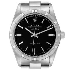 Montre Rolex Air King 34 cadran noir, bracelet en acier, pour hommes, 14010, boîte et documents.