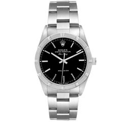 Rolex Air King 34 Austern-Armband aus Stahl mit schwarzem Zifferblatt 14010 Papieren