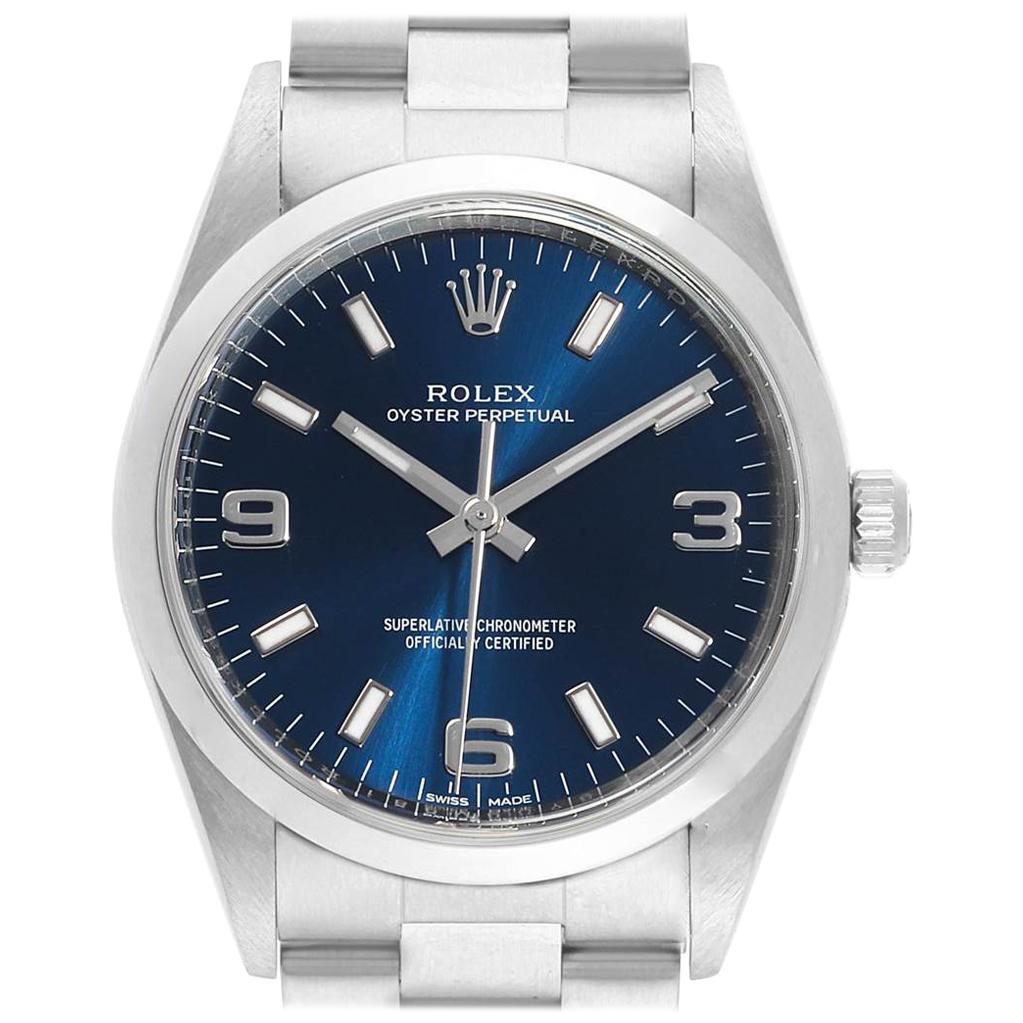 Rolex Air King 34 Blue Dial Domed Bezel Men's Watch 114200