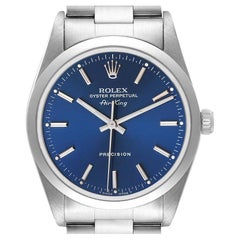 Rolex Montre pour homme Air King 34 avec cadran bleu et lunette bombée en acier 14000