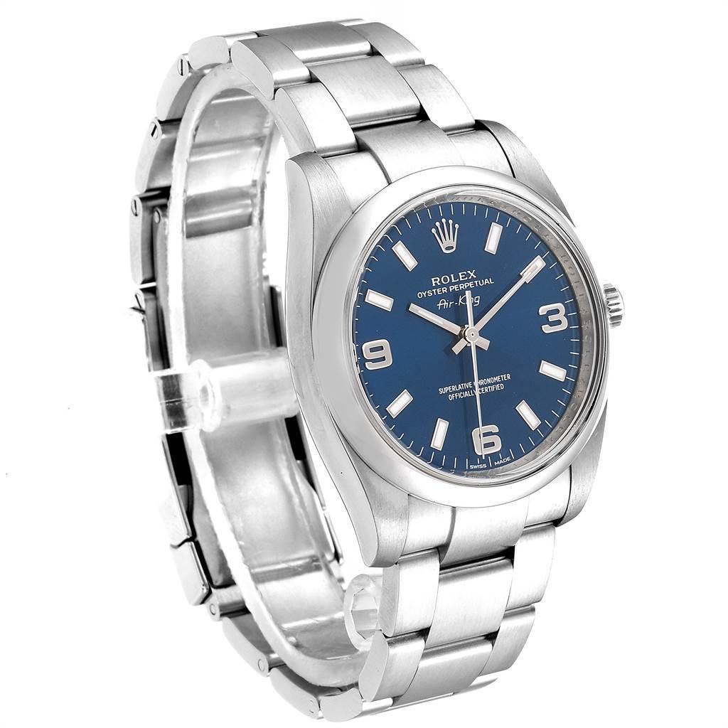 Men's Rolex Air King 34 Blue Dial Domed Bezel Unisex Watch 114200 For Sale