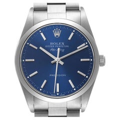 Rolex Air King Blue Dial Smooth Bezel Steel Mens Watch 14000