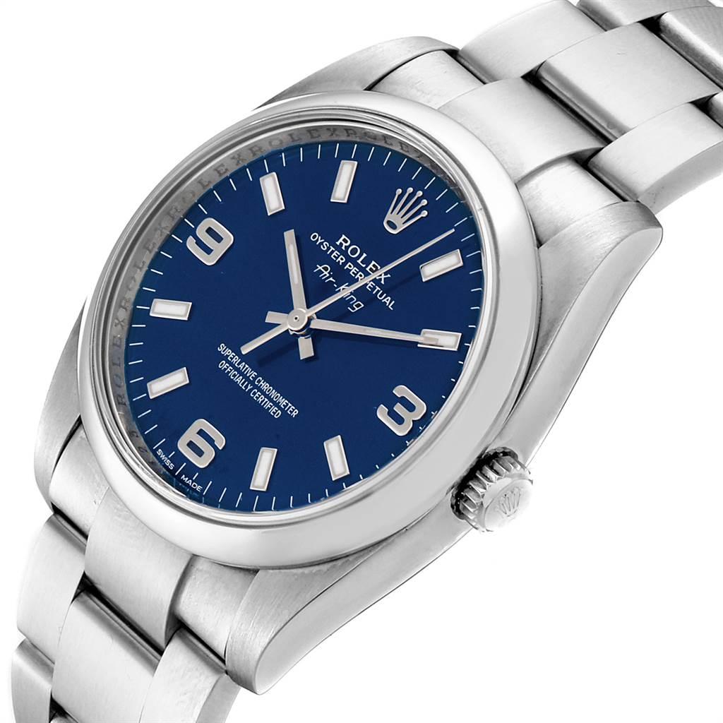 Rolex Air King 34 Blue Dial Smooth Bezel Unisex Watch 114200 For Sale 2