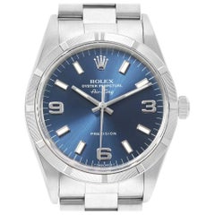 Vintage Rolex Air King 34 Blue Dial Steel Men's Watch 14010