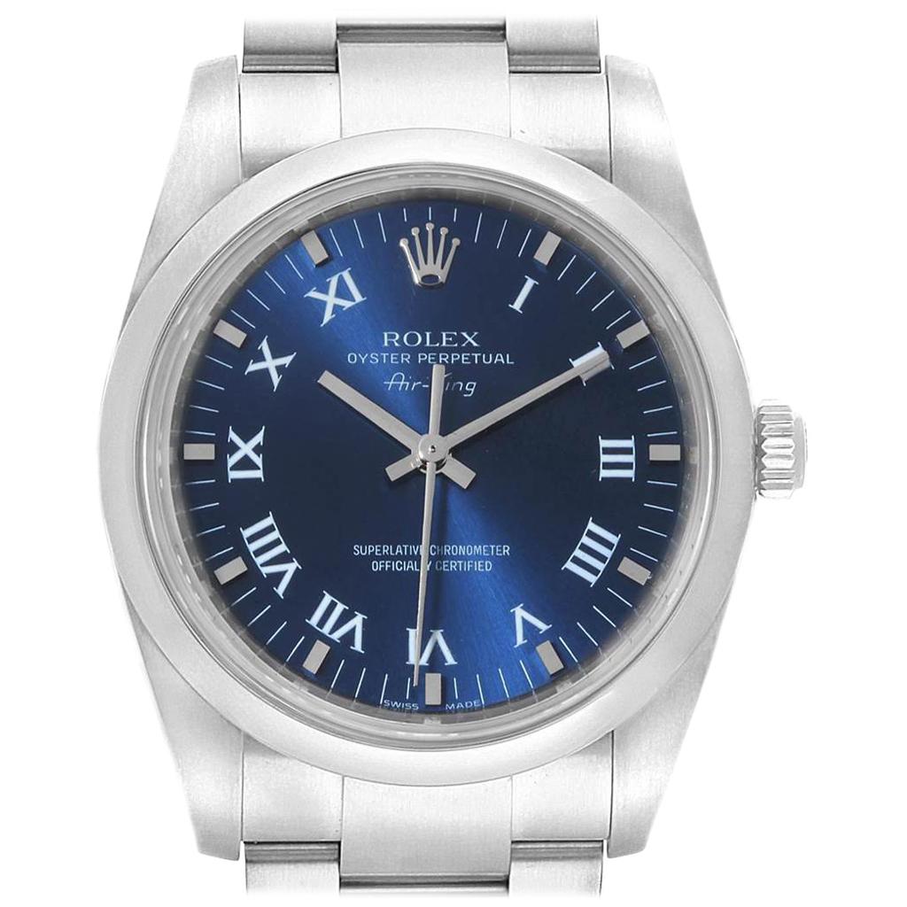 Rolex Air King 34 Blue Roman Dial Automatic Steel Men’s Watch 114200