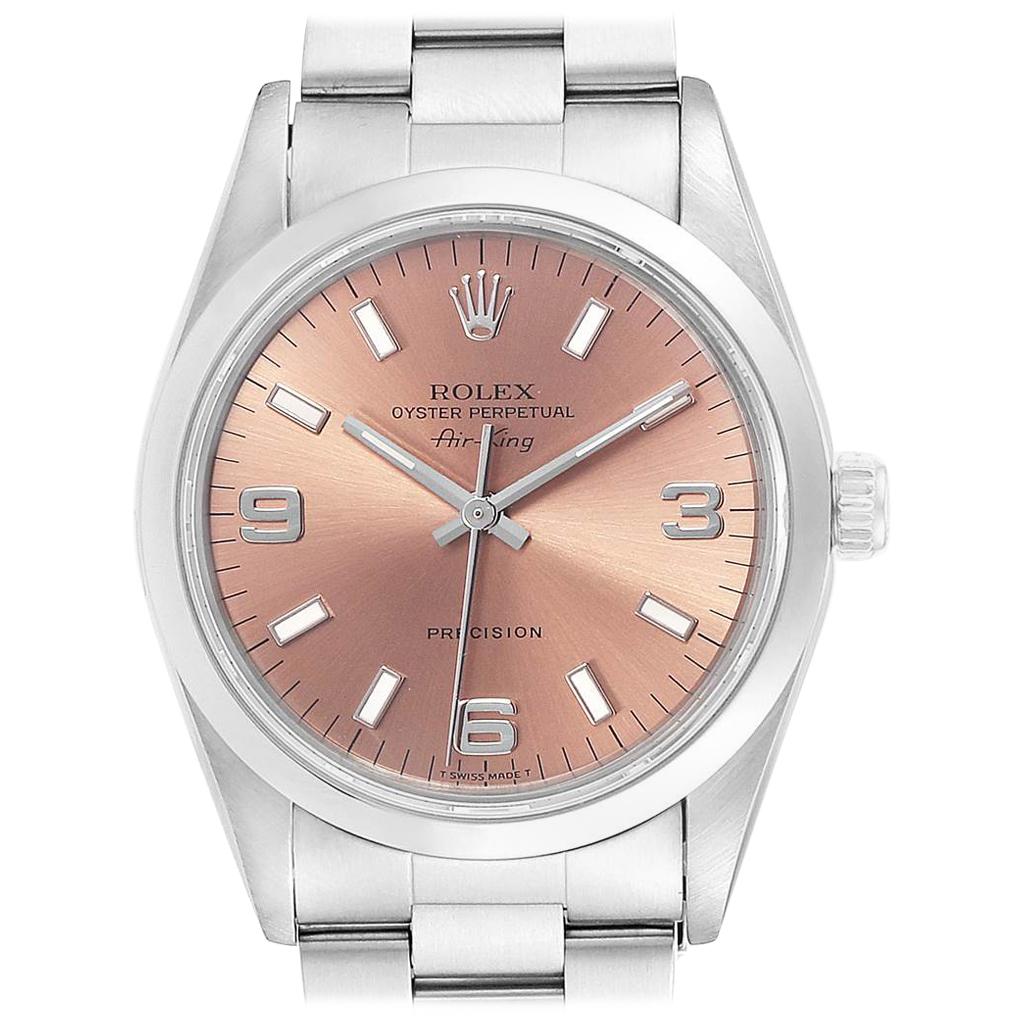 Rolex Air King 34 Salmon Dial Oyster Bracelet Steel Unisex Watch 14000