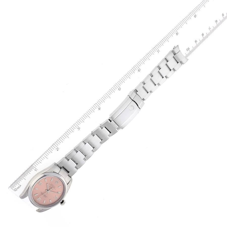 Rolex Air King 34 Herrenuhr 114200 Box Card mit Lachs-Zifferblatt und Rauchglas-Lünette 8