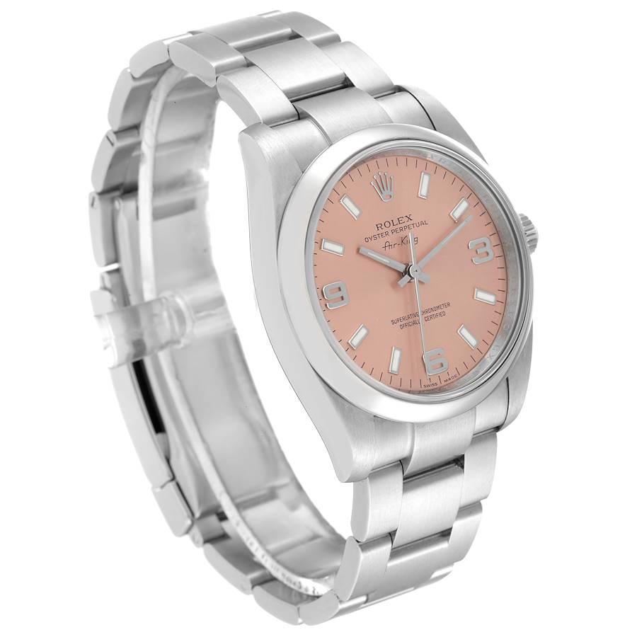 Rolex Air King 34 Herrenuhr 114200 Box Card mit Lachs-Zifferblatt und Rauchglas-Lünette im Zustand „Hervorragend“ in Atlanta, GA