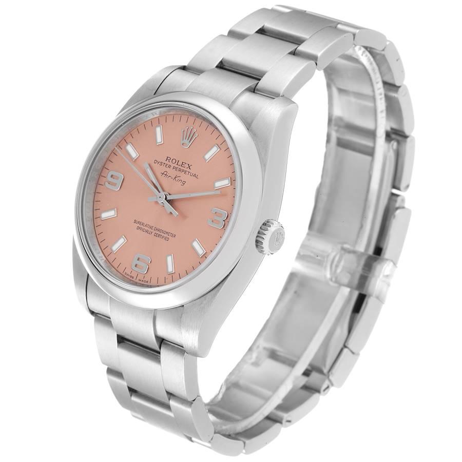 Rolex Air King 34 Herrenuhr 114200 Box Card mit Lachs-Zifferblatt und Rauchglas-Lünette 1