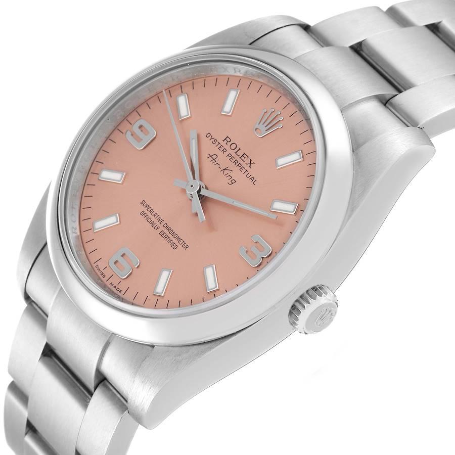 Rolex Air King 34 Herrenuhr 114200 Box Card mit Lachs-Zifferblatt und Rauchglas-Lünette 2