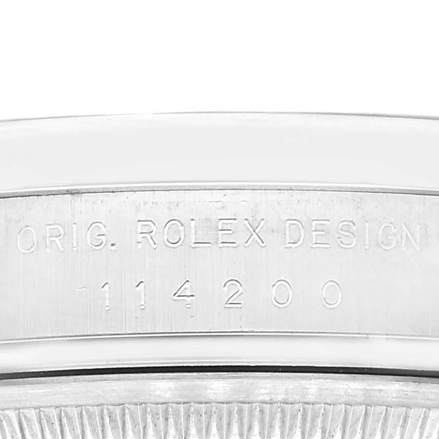 Rolex Air King 34 Herrenuhr 114200 Box Card mit Lachs-Zifferblatt und Rauchglas-Lünette 4