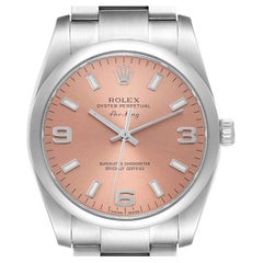 Rolex Air King Salmon Dial Smooth Bezel Mens Watch 114200 Box Card