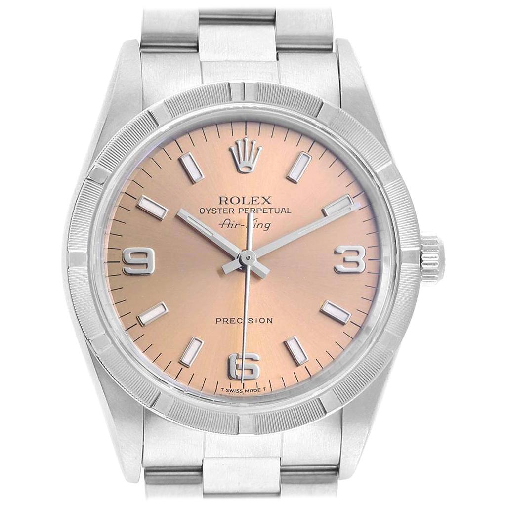 Rolex Air King 34 Salmon Dial Steel Men's Watch 14010 For Sale