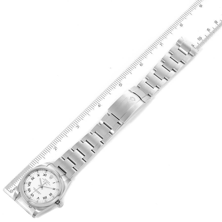 Rolex Air King 34 weißes römisches Zifferblatt gewölbte Lünette Stahl Herrenuhr 114200 im Angebot 6