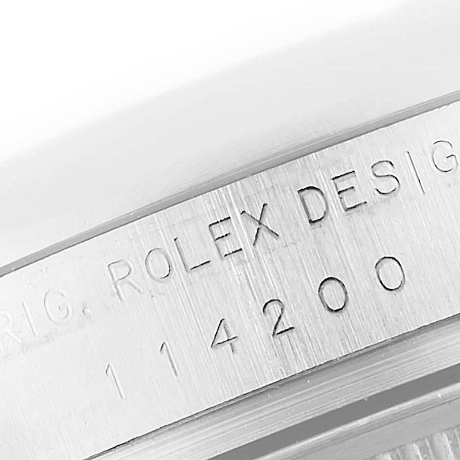 Rolex Air King 34 weißes römisches Zifferblatt gewölbte Lünette Stahl Herrenuhr 114200 im Angebot 3