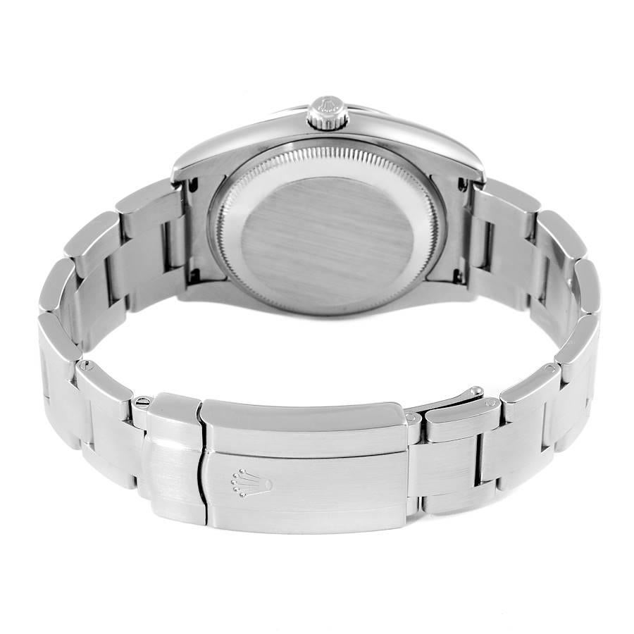 Rolex Air King 34 weißes römisches Zifferblatt gewölbte Lünette Stahl Herrenuhr 114200 im Angebot 5