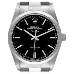 Rolex Air King Black Dial Domed Bezel Steel Mens Watch 14000