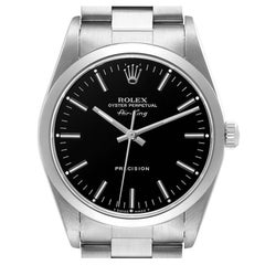 Rolex Air King 34mm Black Dial Smooth Bezel Steel Mens Watch 14000