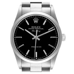 Rolex Air King 34mm Black Dial Smooth Bezel Steel Mens Watch 14000