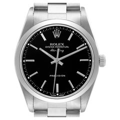 Rolex Air King 34mm Black Dial Smooth Bezel Steel Mens Watch 14000