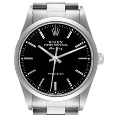 Rolex Air King 34mm Black Dial Smooth Bezel Steel Mens Watch 14000