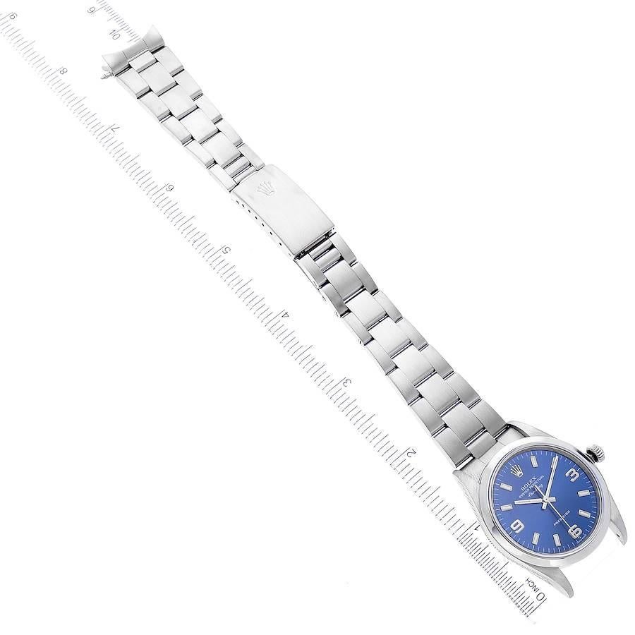 Rolex Air King Blaues Zifferblatt gewölbte Lünette Stahl Herrenuhr 14000 7