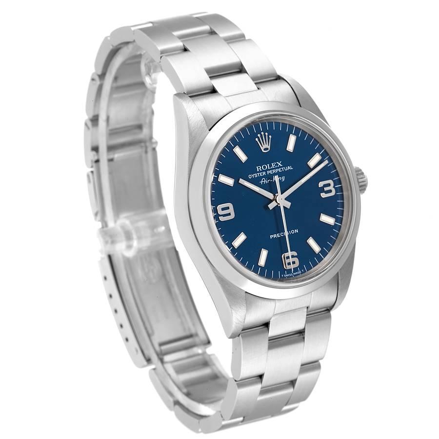 Rolex Air King 34mm Blaue Stahl-Herrenuhr mit gewlbter Lnette 14000 im Zustand „Hervorragend“ im Angebot in Atlanta, GA