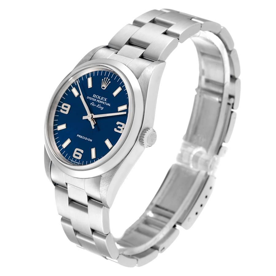Rolex Air King 34mm Blaue Stahl-Herrenuhr mit gewlbter Lnette 14000 im Angebot 1