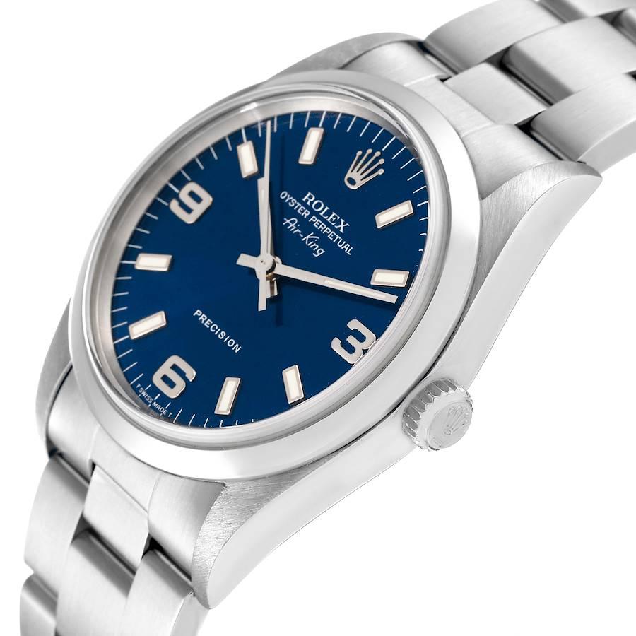 Rolex Air King 34mm Blaue Stahl-Herrenuhr mit gewlbter Lnette 14000 im Angebot 2