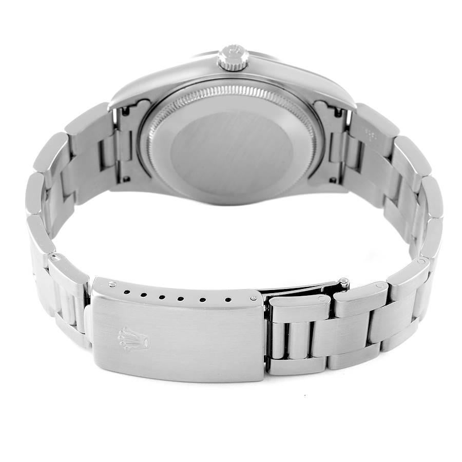 Rolex Air King Blaues Zifferblatt gewölbte Lünette Stahl Herrenuhr 14000 6