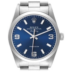 Rolex Air King Blue Dial Domed Bezel Steel Mens Watch 14000