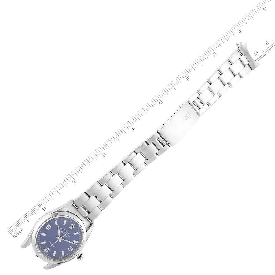 Rolex Air King 34mm Blaue Stahl-Herrenuhr mit Rauchglas-Lünette 14000 7