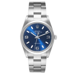 Rolex Air King 34mm Blaue Stahl-Herrenuhr mit Rauchglas-Lünette 14000
