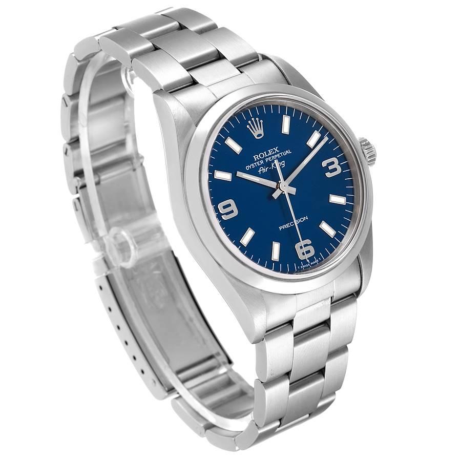 Rolex Air King 34mm Blaue Stahl-Herrenuhr mit Rauchglas-Lünette 14000 im Zustand „Hervorragend“ in Atlanta, GA