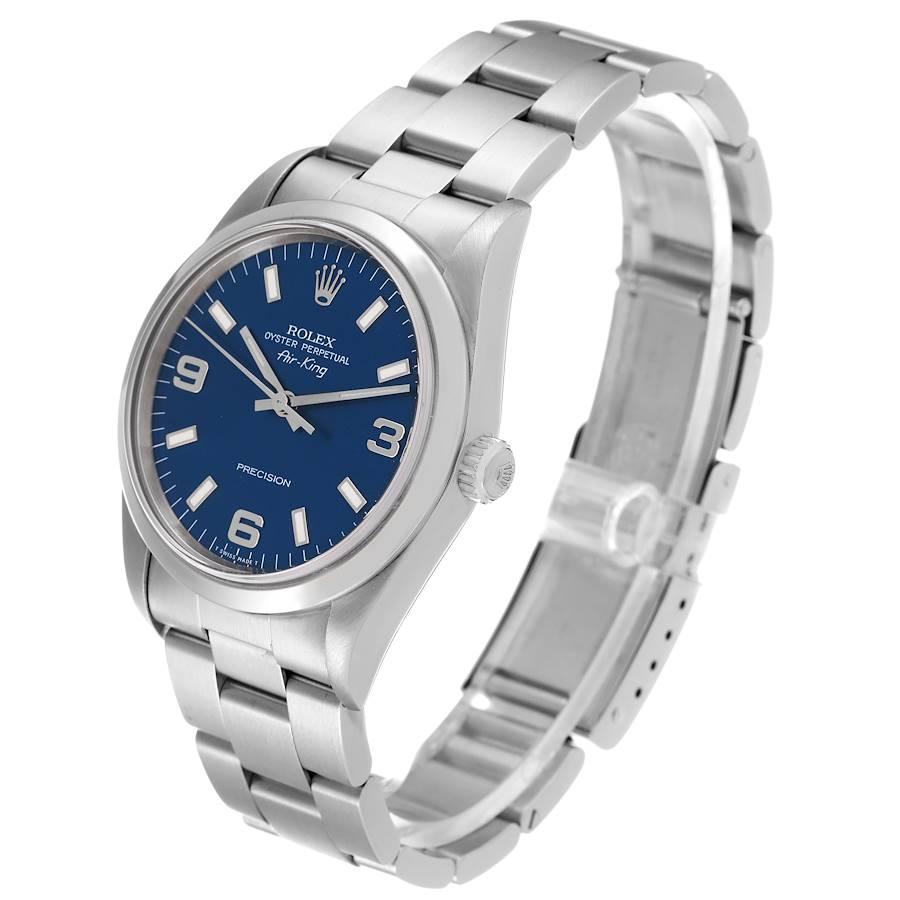 Rolex Air King 34mm Blaue Stahl-Herrenuhr mit Rauchglas-Lünette 14000 1