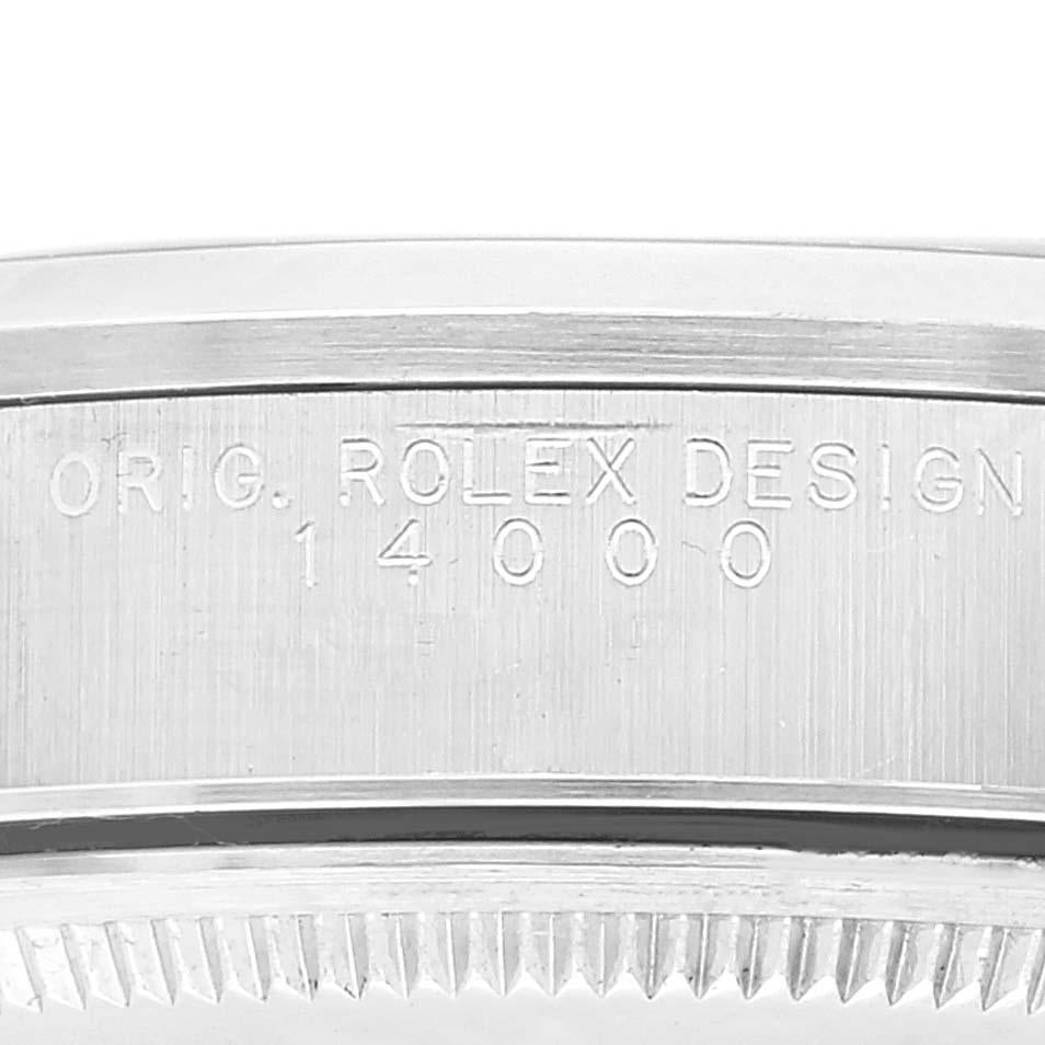 Rolex Montre pour homme Air King 34 mm avec cadran bleu et lunette lisse en acier 14000 Excellent état - En vente à Atlanta, GA