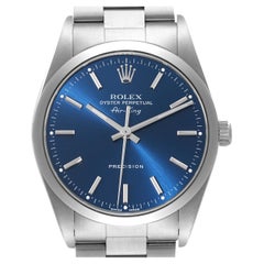 Rolex Air King 34mm Blue Dial Smooth Bezel Steel Mens Watch 14000