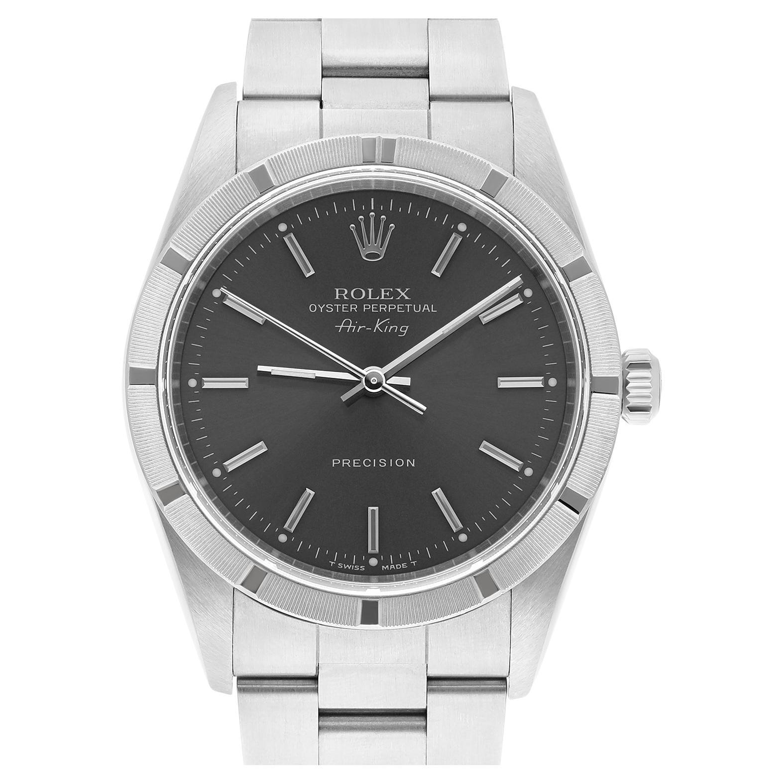 Rolex Air-King 34mm Grey Dial Stainless Steel Oyster Watch 14010 Circa 1991 For Sale