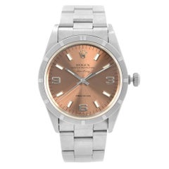 Retro Rolex Air-King No Holes Steel Salmon Dial Automatic Mens Watch 14010