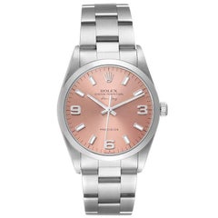 Rolex Air King 34mm Lachsfarbene Stahl-Herrenuhr mit gewölbter Lünette 14000