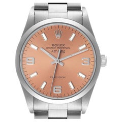 Rolex Air King 34mm quadrante salmone lunetta bombata orologio da uomo in acciaio 14000 documenti