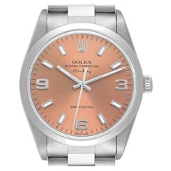 Rolex Air King 34mm Salmon Dial Smooth Bezel Steel Mens Watch 14000