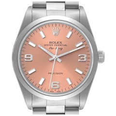 Rolex Air King 34mm Salmon Dial Smooth Bezel Steel Mens Watch 14000