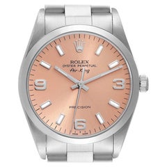 Rolex Air King 34mm Salmon Dial Smooth Bezel Steel Mens Watch 14000