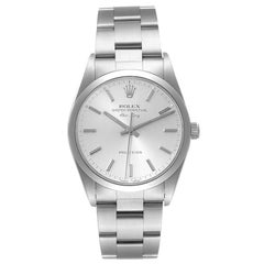 Rolex Air King 34mm Silber Zifferblatt Rauchglas Lünette Stahl Herrenuhr 14000 Box Papiere