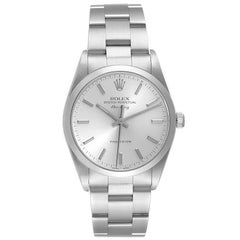 Rolex Air King 34mm Silber Zifferblatt Rauchglas Lünette Stahl Herrenuhr 14000 Box Papiere